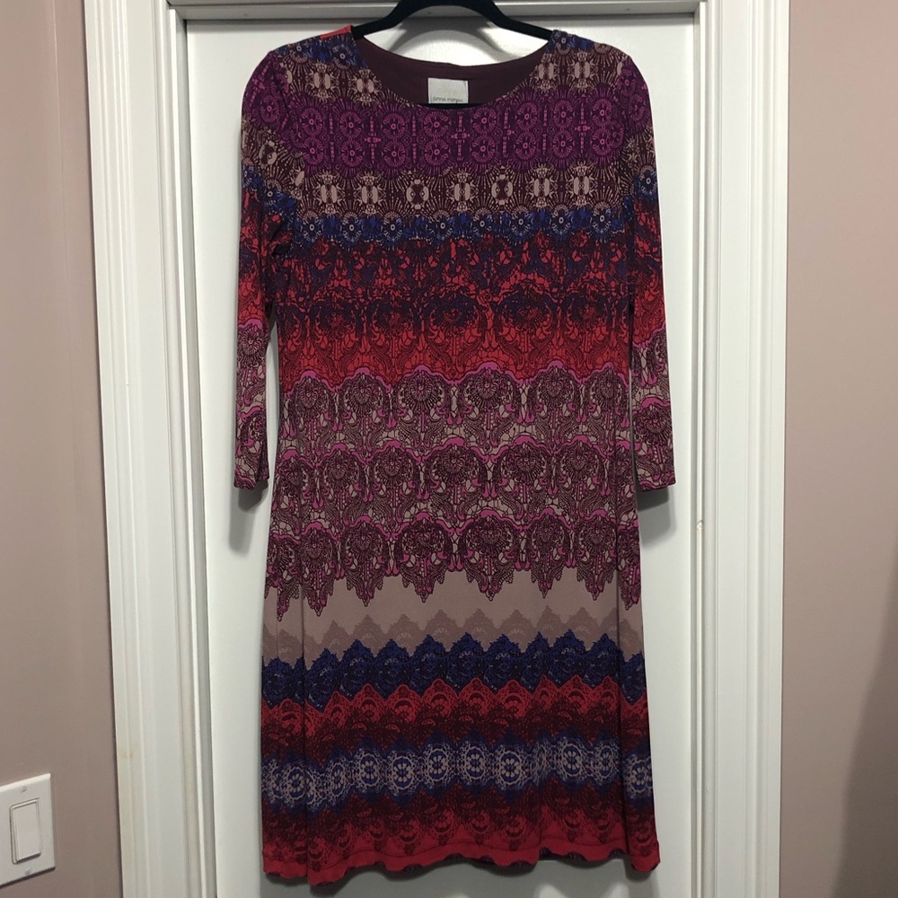 Multicolored Mixed Print ‘Mod’ Style Dress